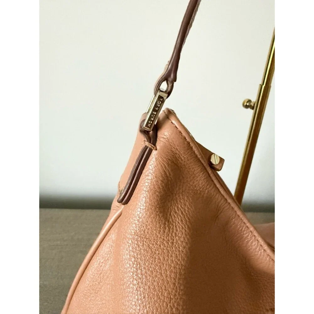 Tory Burch Thea Hobo Pebbled Leather Shoulder Bag in Warm Tan